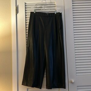 Black Faux Leather Wide Leg Capris Size 12